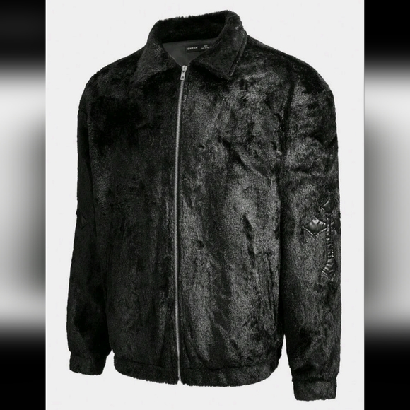 NEW! Soft fuzzy black jacket size small - Picture 2 of 5